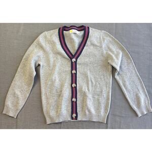 Mini Boden Sweater Boys 9-10 Cable Knit Button V Neck Gray Kids Cardigan